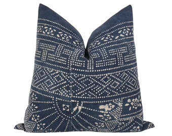 Chinese Batik Pillow Cover, 18x18, Blue Pillow, Blue Batik Pillow, Blue Chinese Batik Pillow