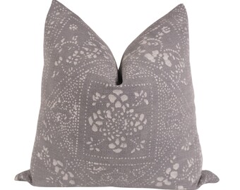 Chinese Batik Pillow Cover, 18x18, Gray Cushion, Grey Pillow Cover, Chinese Batik Pillow, Gray Batik Pillow
