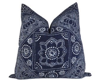 Chinese Batik Pillow Cover, 20x20, Blue Batik Pillow, Chinese Batik Pillow, Blue Pillow