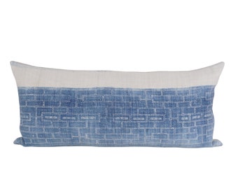 Hmong Lumbar Pillow Cover, 11x24, Hmong Pillow, Lumbar Pillow, Hemp Fabric, Striped Linen Lumbar, Striped Lumbar