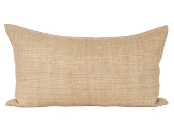 Brown Hmong Hemp Lumbar Pillow Cover, 14x24, Hmong Lumbar, Brown Lumbar