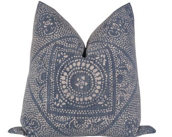 Chinese Batik Pillow Cover, 18x18, Blue Pillow, Blue Batik Pillow, Blue Chinese Batik Pillow