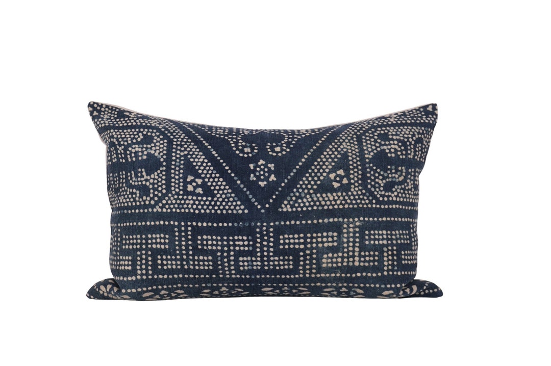 Chinese Batik Lumbar Pillow Cover 12x18 Batik Lumbar Blue Etsy