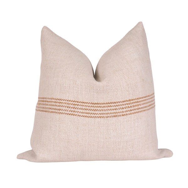 Grain Sack Pillow, 18x18, Hemp Pillow Cover, Grainsack Pillow, Neutral Pillow, Striped Linen Pillow