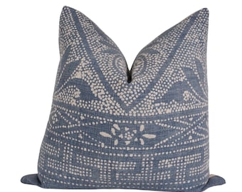 Chinese Batik Pillow Cover, 18x18, Blue Pillow, Blue Batik Pillow, Blue Chinese Batik Pillow