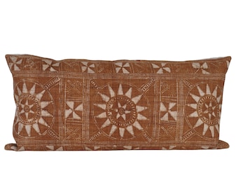 Brown Hmong Hemp Lumbar Pillow Cover, 12x24, Hmong Lumbar, Brown Lumbar