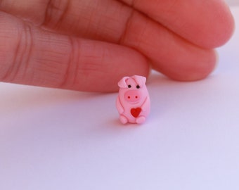 Polymer clay Micro Pig, Valentines day Gift, I piggin Love you, Miniature animal Lover, Gift for Her, Gift for Mum, Gift for Daughter,
