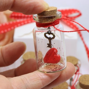Valentine&#39;s day, I love you, You have the key to my heart, Gifts for him, Gifts for her, Mini glass bottle, Anniversary bronze, Best friend