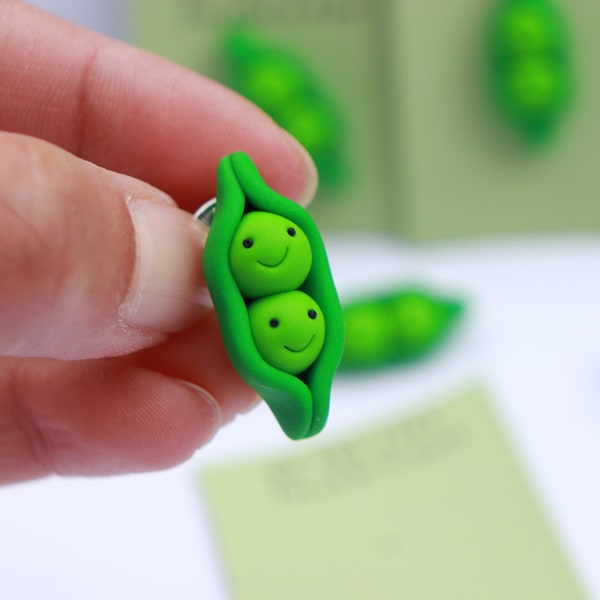 Polymer clay brooch, Two peas in a pod, Food jewellery, Pea brooch, Cute pin, Best friends, Gift for sister, Gift for daughter, Valentine's