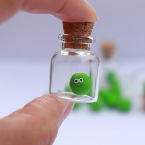 Guisante para mascotas, Guisante feliz, Adorno de arcilla polimérica, Regalo divertido, Regalo para hermano, Regalo para hermana, Cumpleaños de Hap-pea, Me haces ha-pea, Botella de vidrio