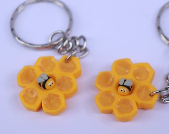 Polymer clay honeycomb and bee, Cute summer gift, Gift for gardener, Miniature bee, Gift for mum, Love nature, Love bees Best friend,