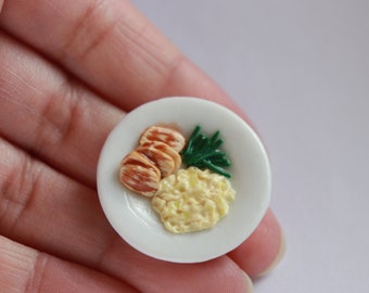 1 12 scale dolls food, Polymer clay miniature, Chicken and mash potato, Fake food, Miniature collector, Birthday gift, Gift for daughter,
