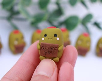 Polymer Clay Olive Ornament: 'Olive You' Gift