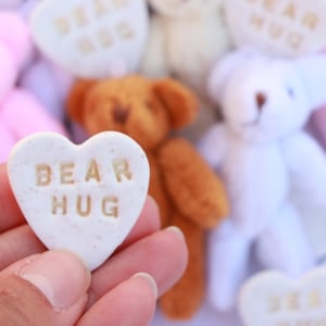 Buzón de regalo con abrazo de oso, mini osito de peluche, abrazo de bolsillo, cumpleaños para mamá, mejórate pronto, corazón de arcilla polimérica, te amo, te extraño