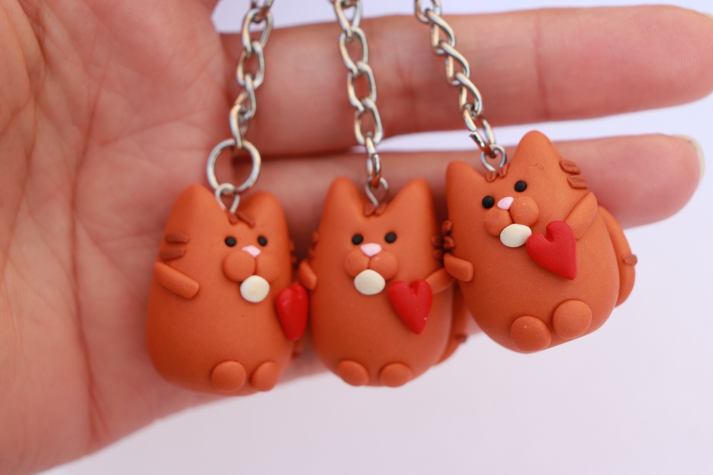 Cat Keychain Polymer Clay Cat Charm Crazy Cat Lady Gift Key Etsy