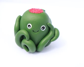 Octopus Cake Topper, Polymer Clay Octopus Ornament, Olive Octopus, Funny Octopuses, Birthday Gift, Olive You