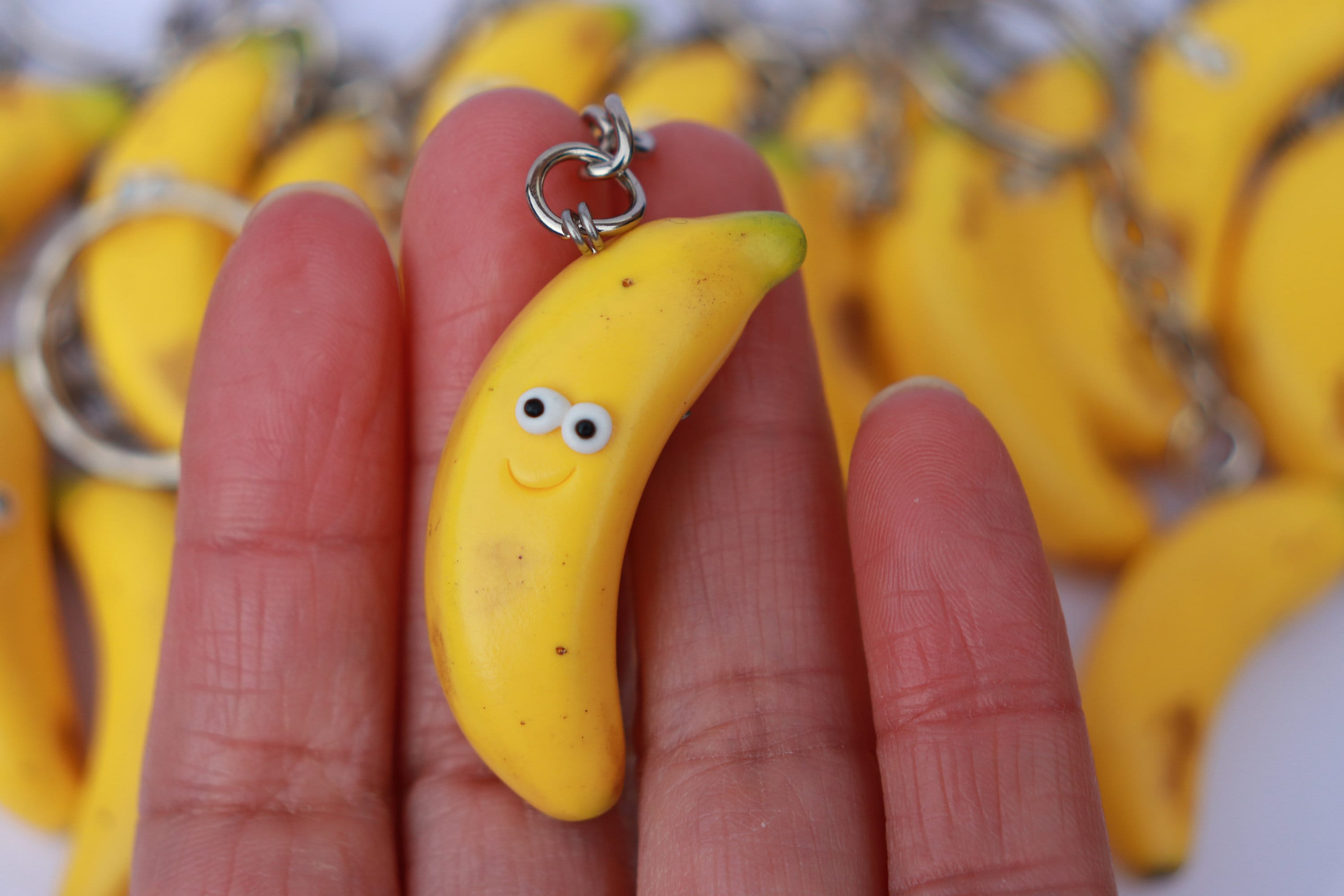 Banana Keychain, Polymer Clay Gift for Vegans, Bananas About