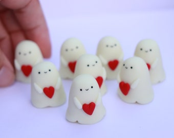 Glow in the dark pet ghost, Ghost buddy, Polymer clay, Halloween decoration, Ghost hug, Gift for friend, Gift for mum, Birthday gift,