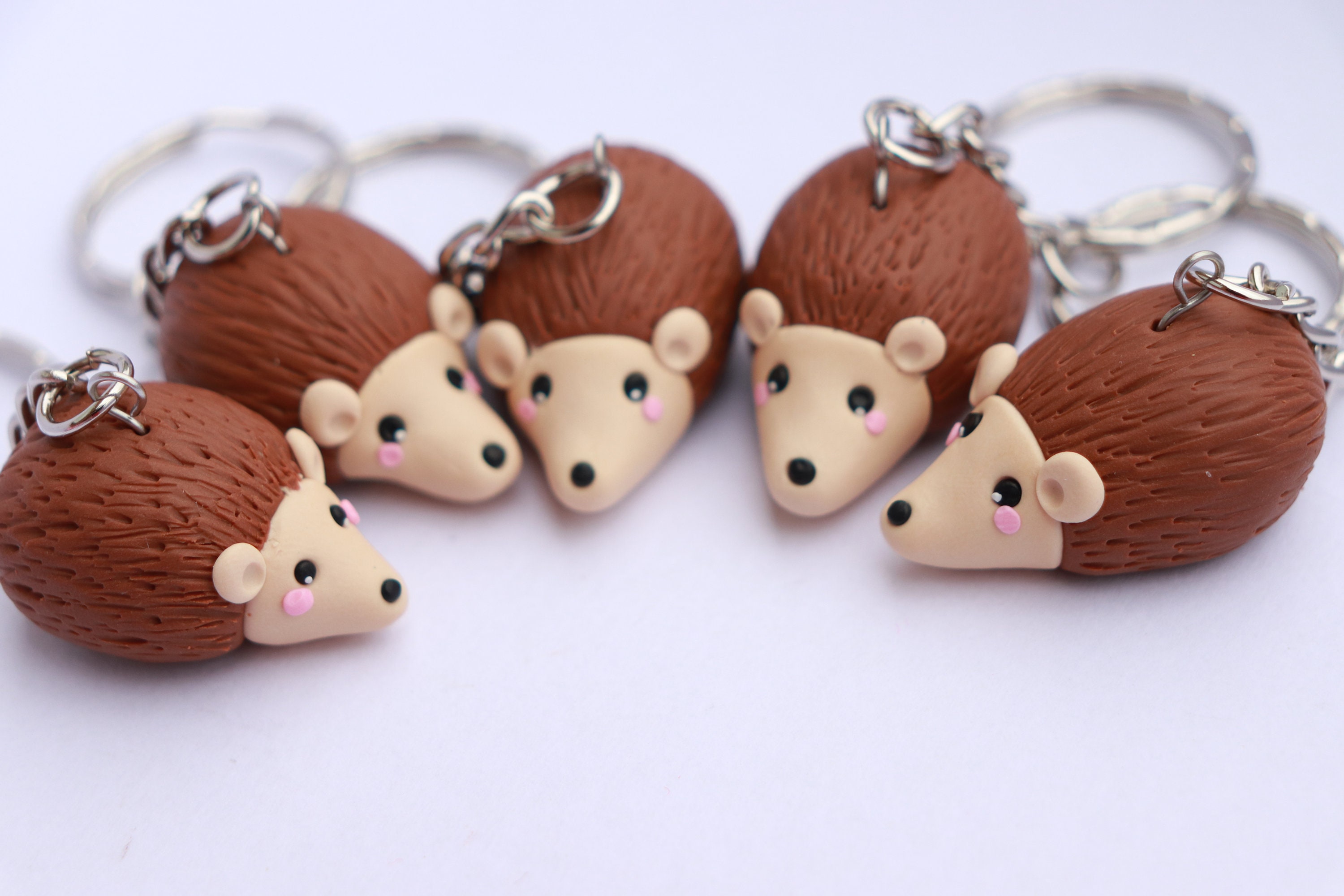 ONE Hedgehog Keychain Polymer Clay Hedgehog Animal Charm Etsy