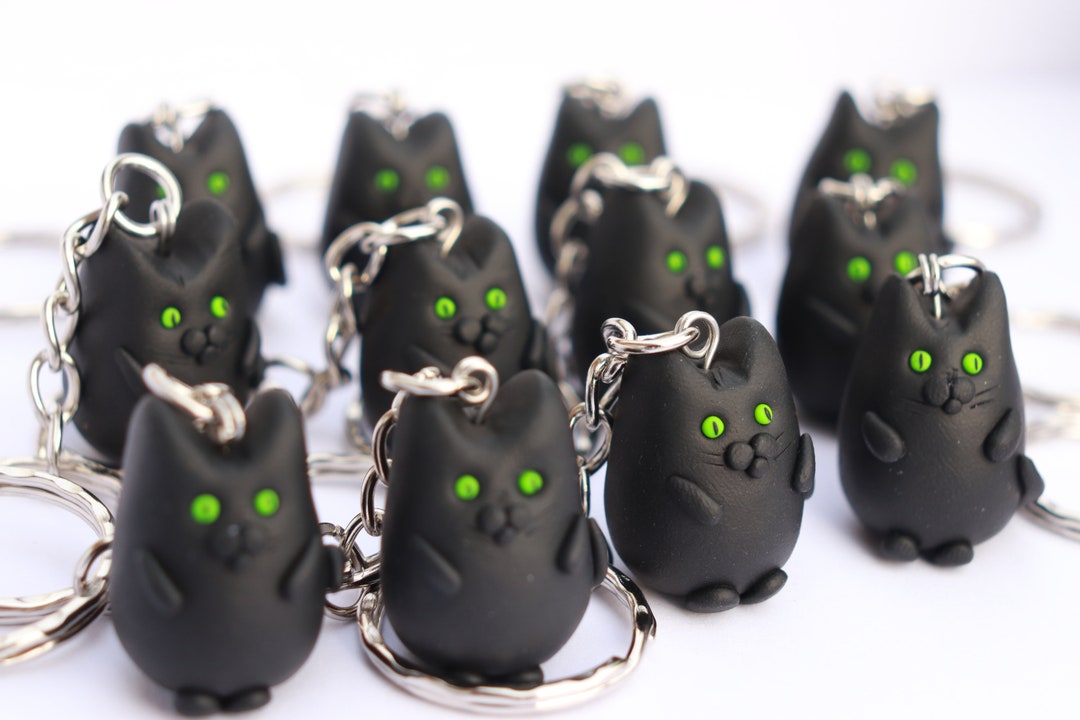 Cat Keychain Polymer Clay Cat Charm Crazy Cat Lady Gift Key Etsy