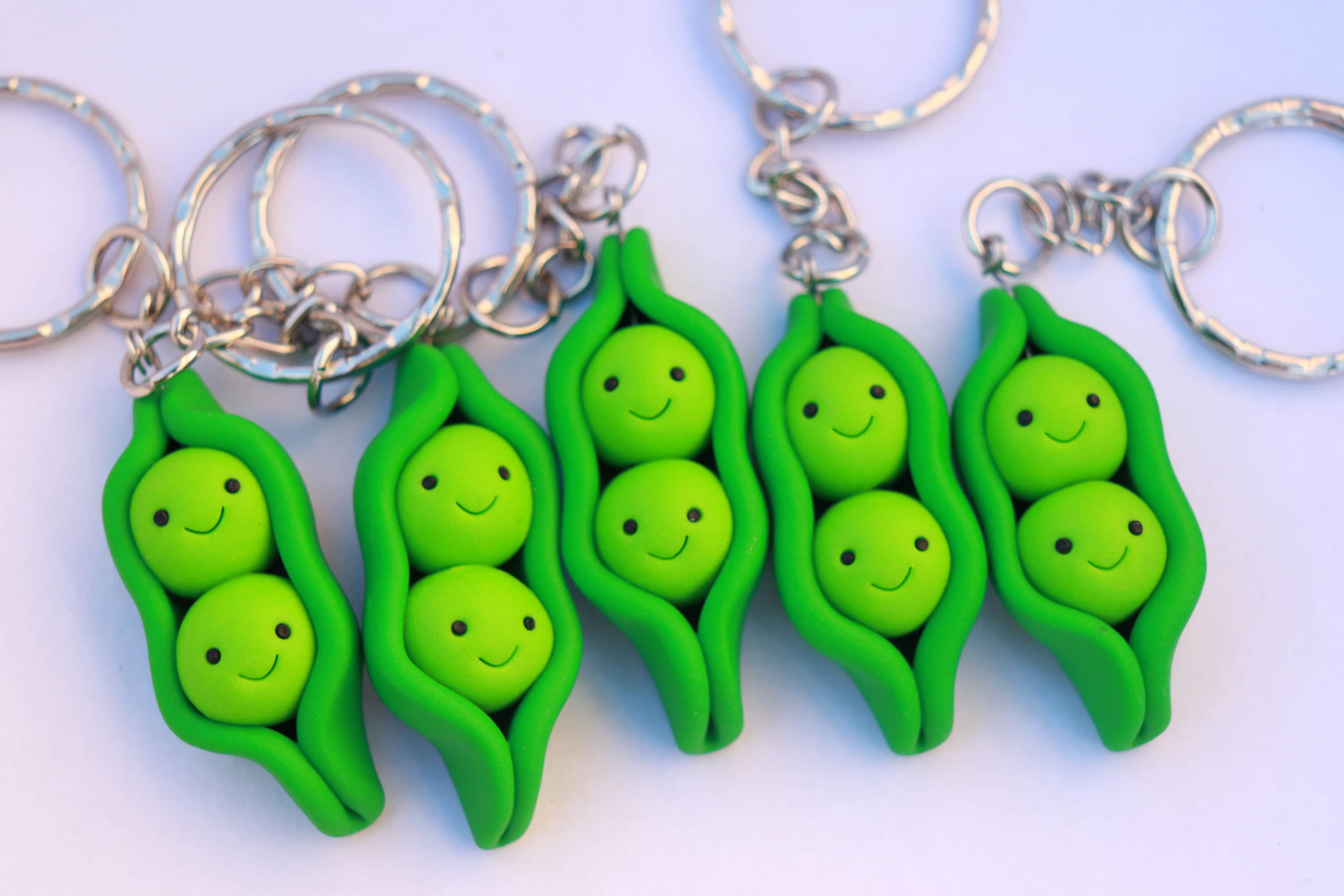 Two Peas in a Pod Keychain Valentine's Day Polymer Clay Etsy