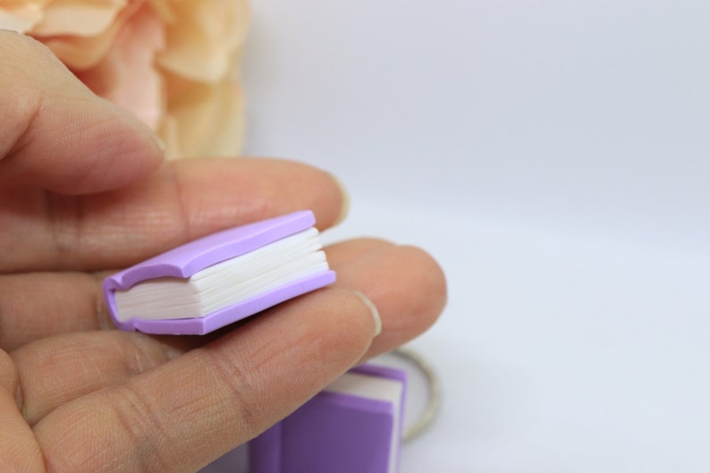 Book keychain Polymer clay book charm Pastel purple book I Etsy