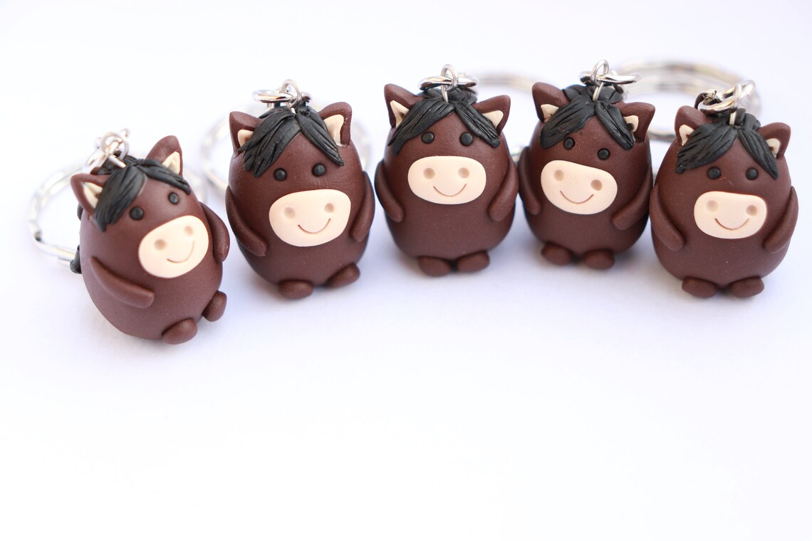 ONE Polymer Clay Horse Keychain Cute Horse Lover Gift Chubby Etsy 日本