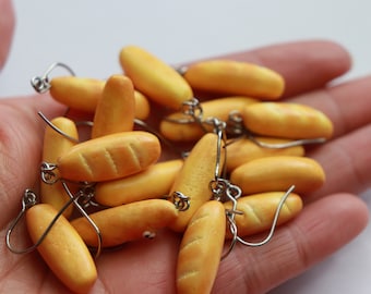 Baguette Earrings: Polymer Clay Bread Charm, Food Lover Gift