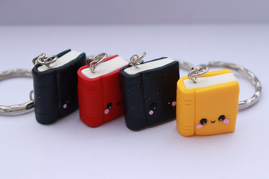 Cute Library Keychains Kawaii Book Keychain Gift for Teacher Polymer Clay Book Gig - Etsy