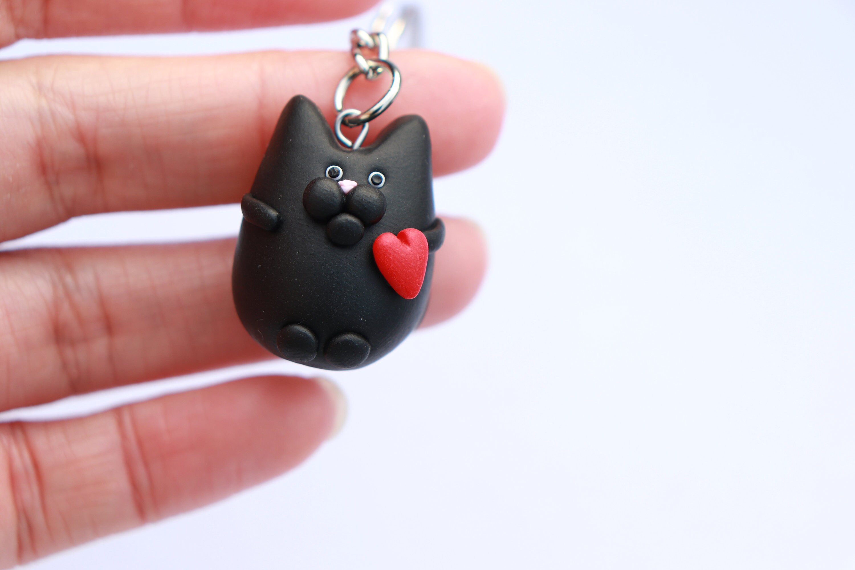 Cat Keychain Polymer Clay Cat Charm Crazy Cat Lady Gift Key Etsy