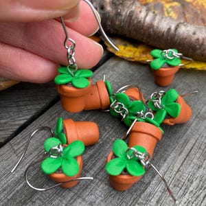 Polymer Clay Plant Earrings: Stainless Steel Hooks, Plant Lover Gift