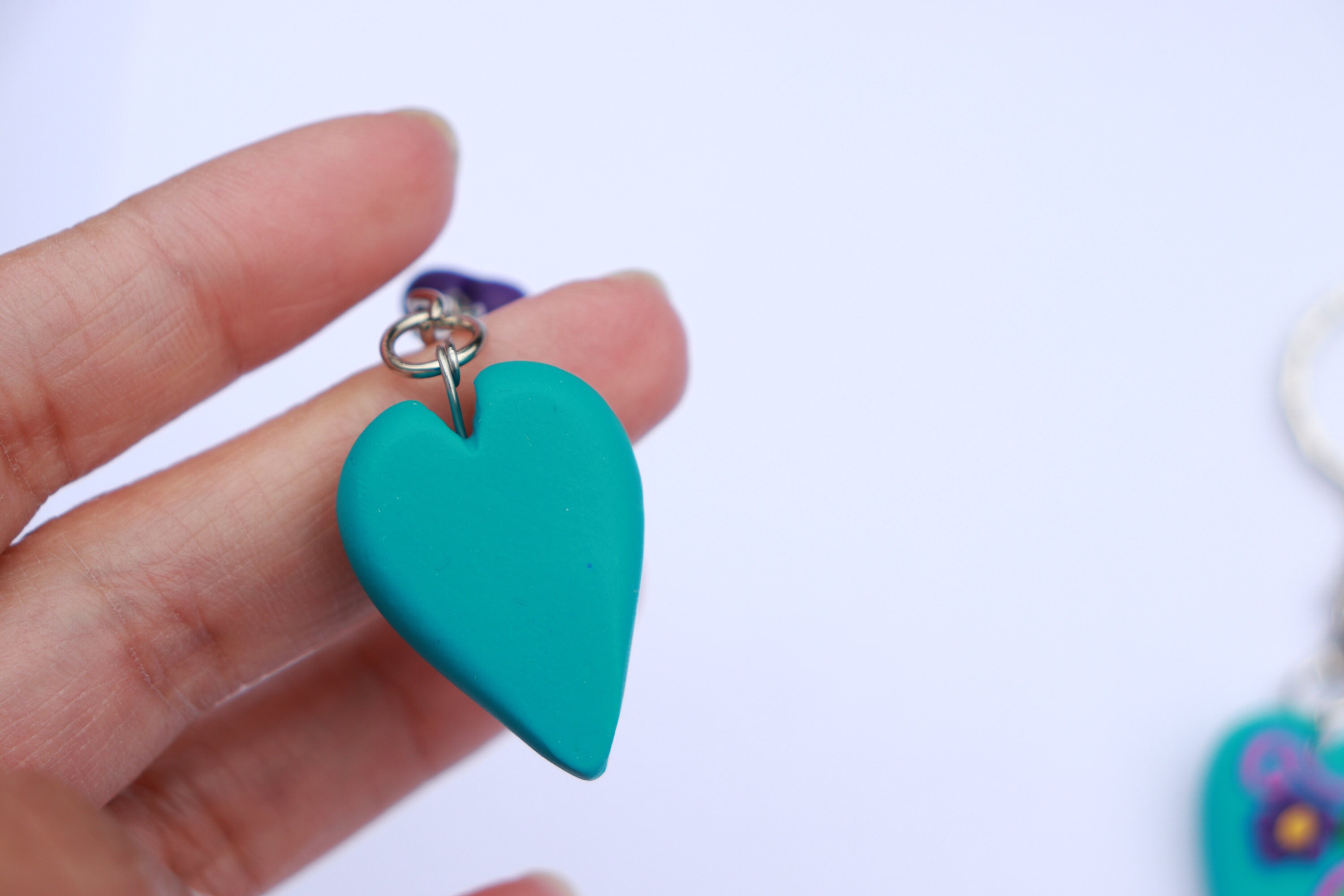 ONE Polymer clay Heart Keychain Gift for Her Gift for Mum Etsy