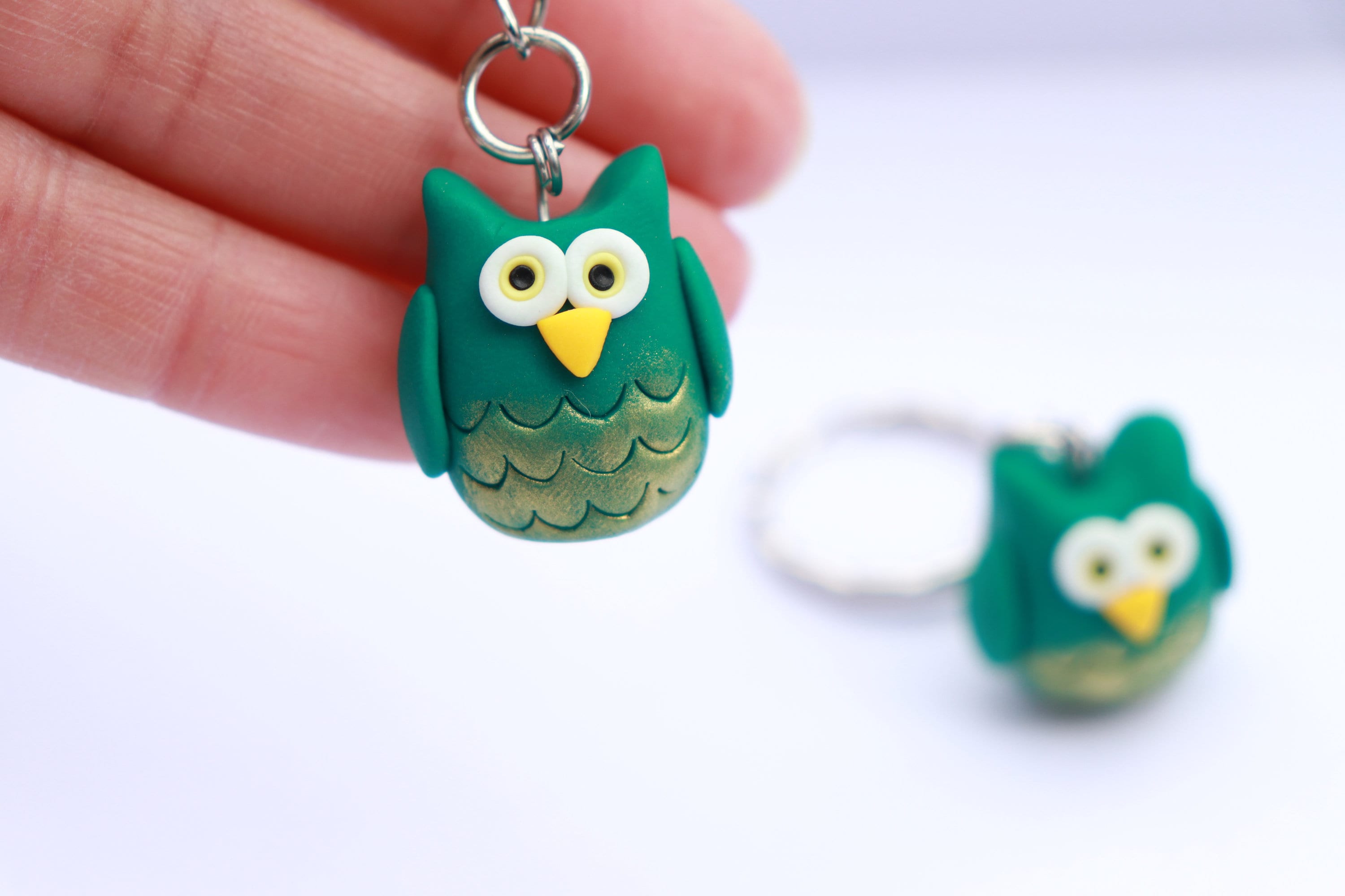 Owl Keychain, Polymer clay cute Owl, animal Lover Gift, Birthday gift, gift for mum, Best friend, gi