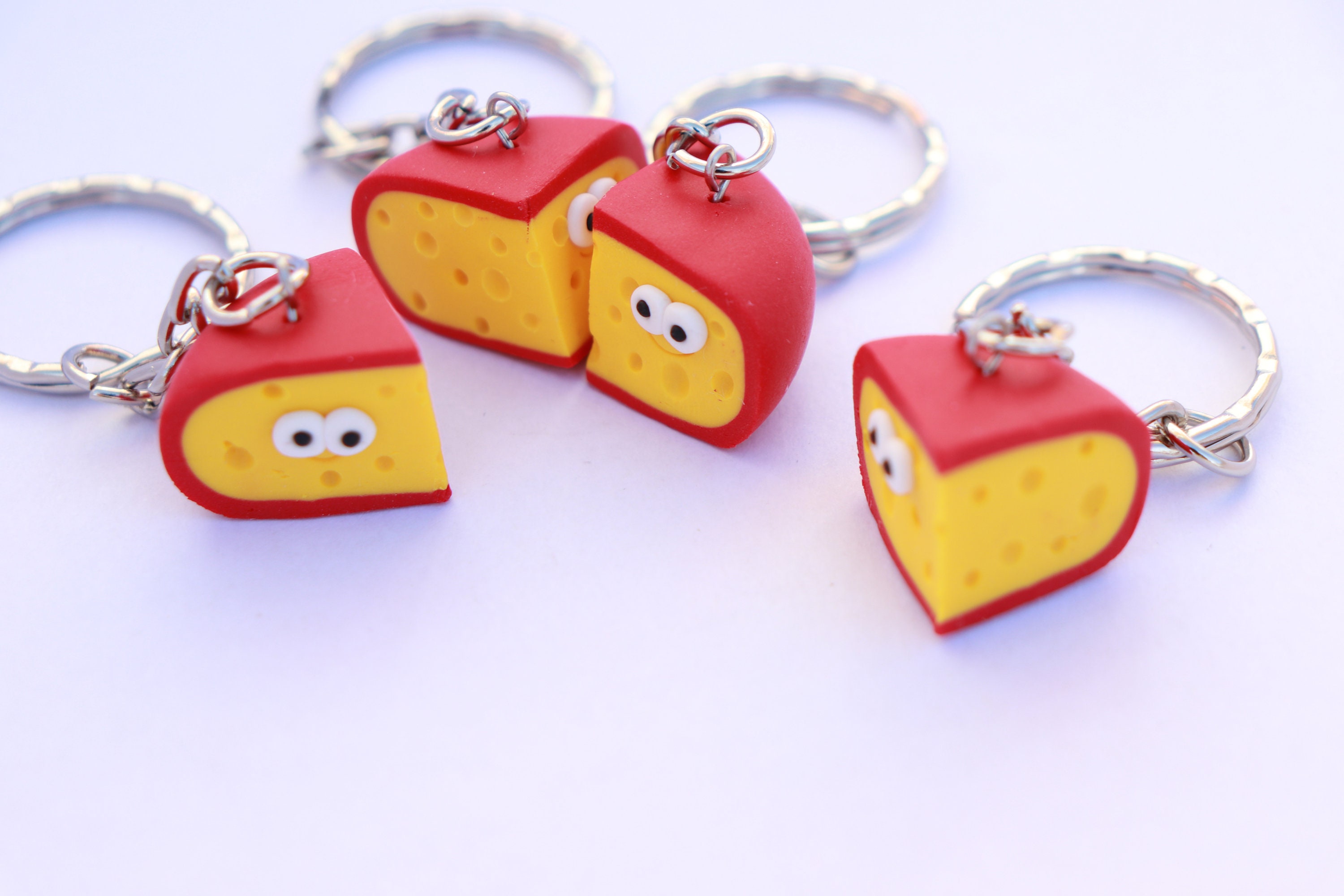 Polymer Clay Cheese Keychain Kawaii Cheese Cheese Lover Gift Etsy