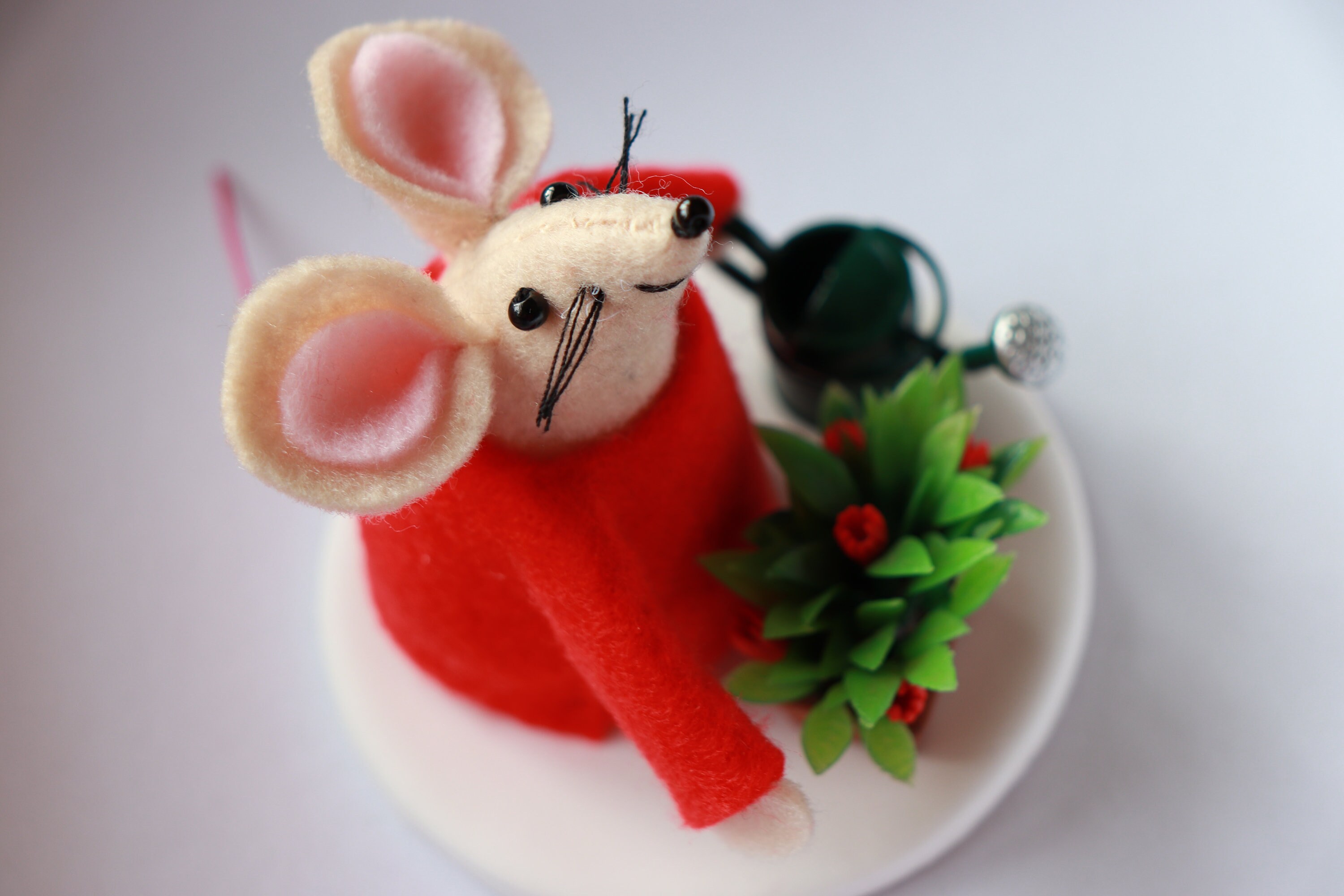 Felt Mouse Gift for Gardener Felt Mice Miniature Watering Etsy