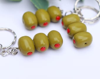 Martini olive keychain, Fake food, Birthday gift for her, Novelty keychain, olive you, Polymer clay, Funky gift, Gift for mum, Dad gift,
