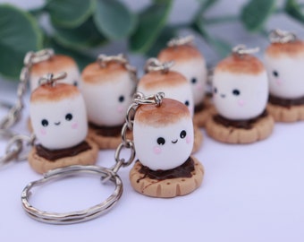 Polymer clay kawaii S'mores, Cute keychains, Fake food gift, Gift for daughter, Gift for mum, Kawaii gift, love camping, Best friends,