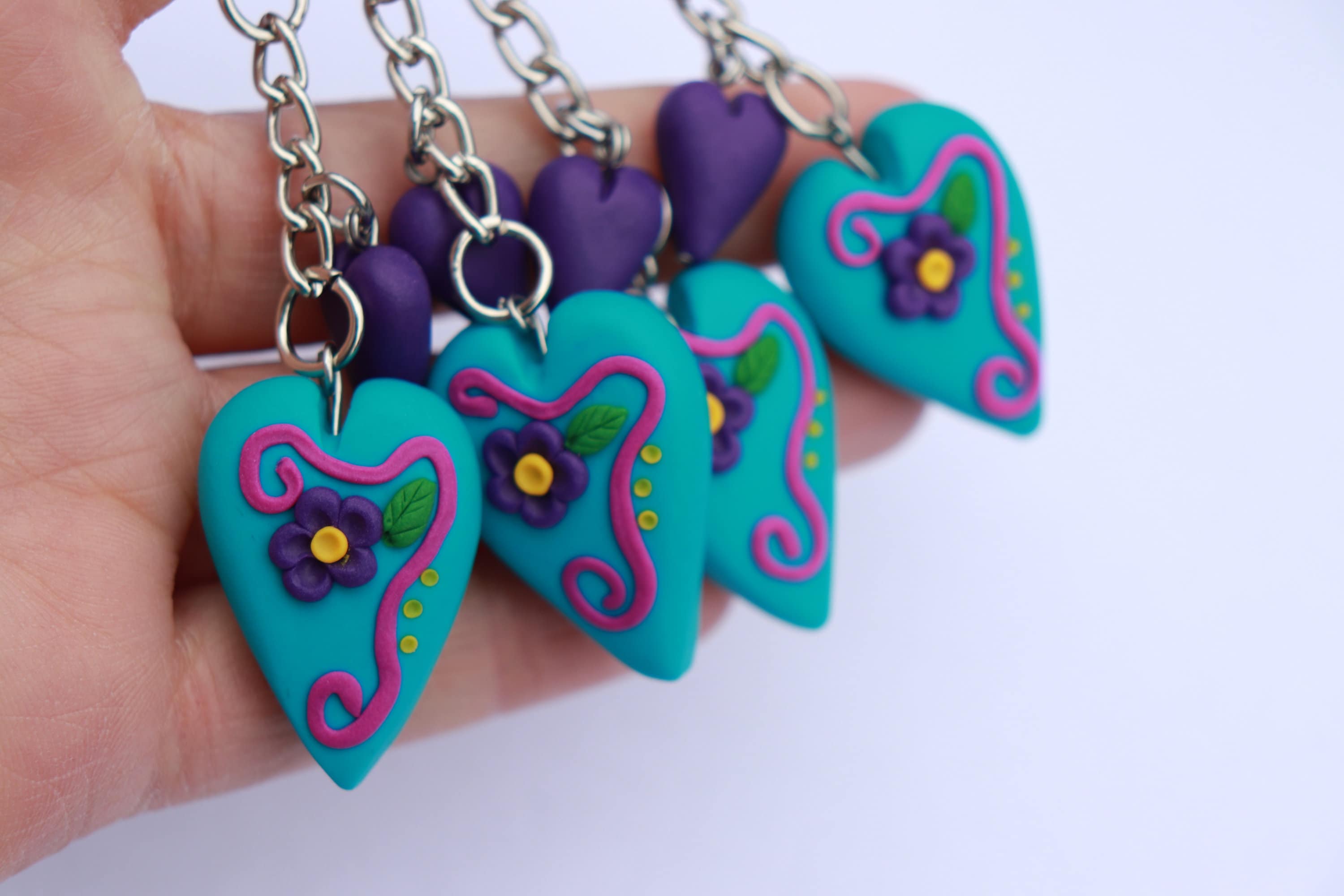 ONE Polymer clay Heart Keychain Gift for Her Gift for Mum Etsy