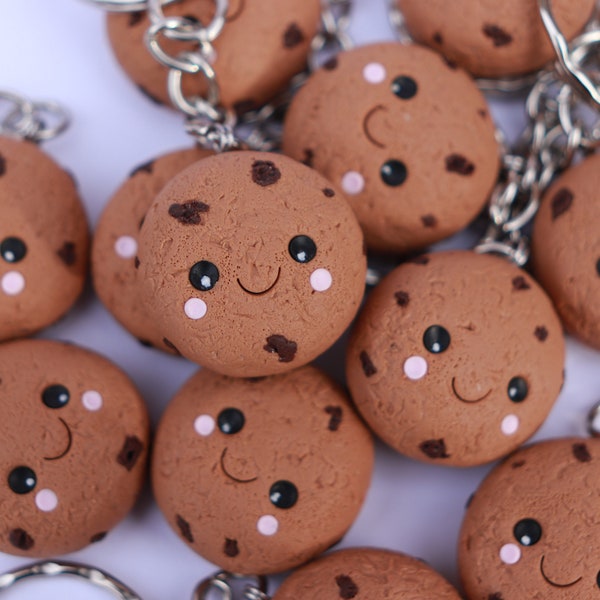 Polymeer Klei sleutelhanger, EEN Kawaii Cookie, Fake Chocolate Cadeau voor bakker, chocoladekoekje, Verjaardagscadeau, Chocoladeliefhebber, beste vriend