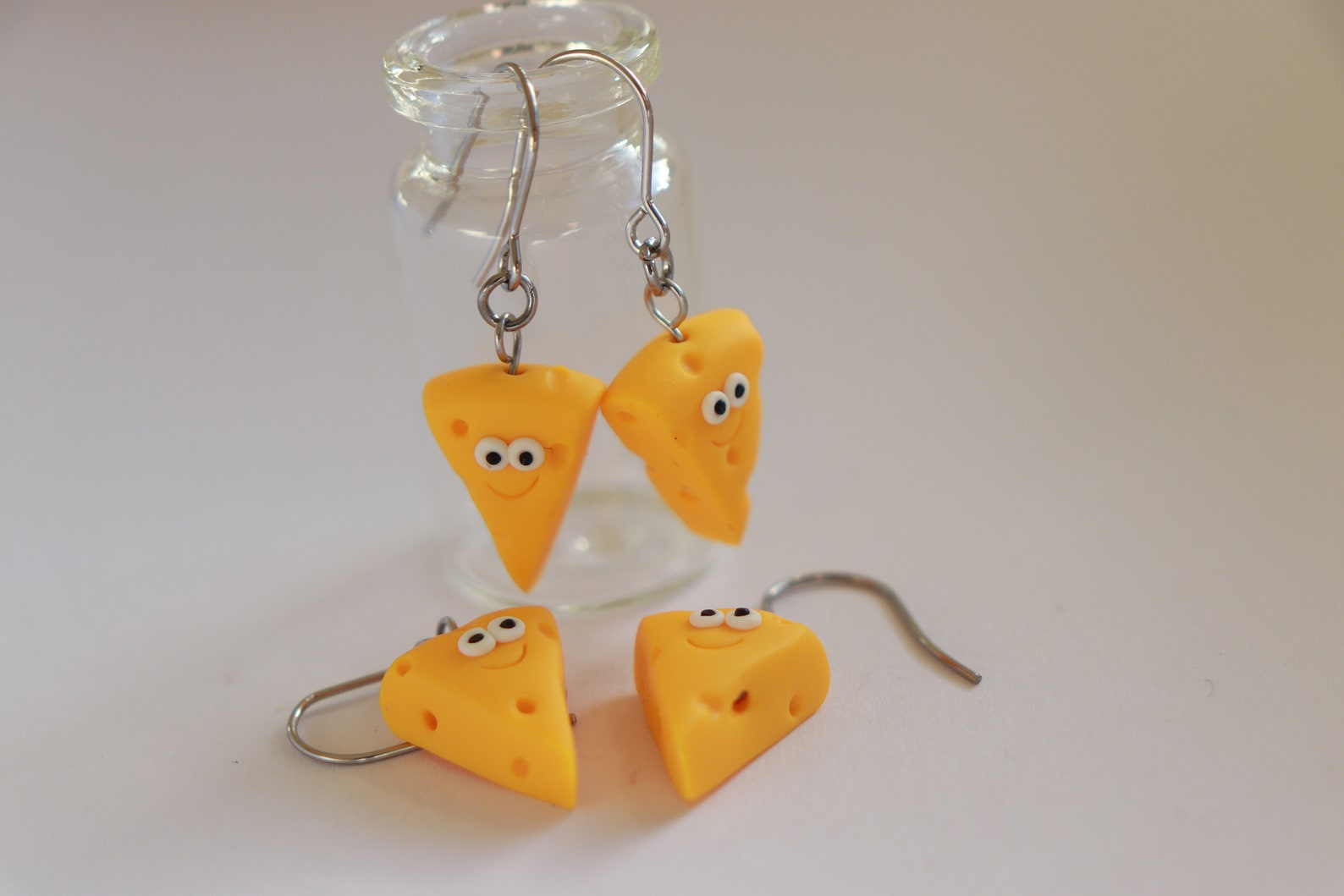 Polymer Clay Cheese Earrings Stainless Steel Earring Hooks Etsy Canada
