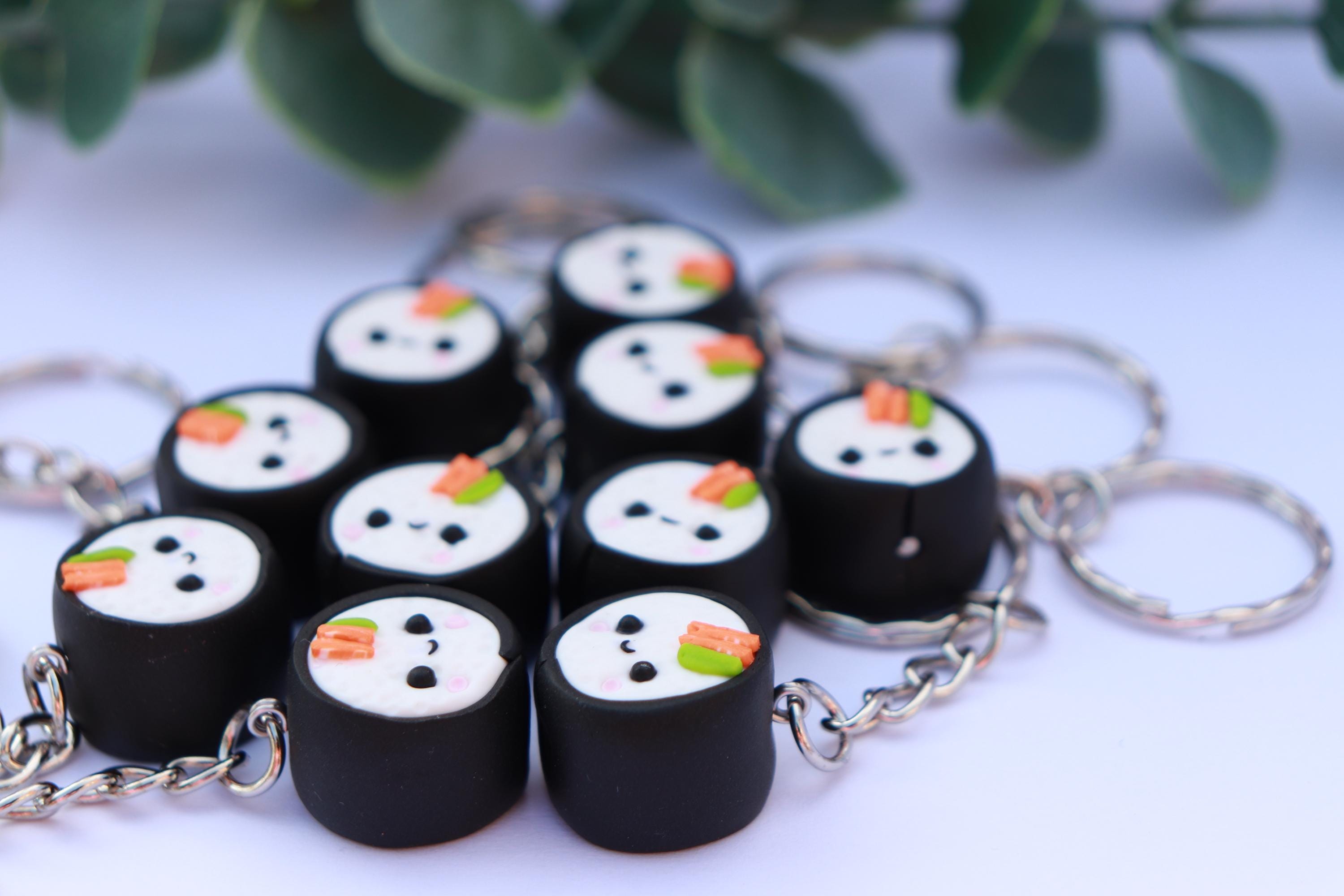 Sushi Keychain, Bag Charm, Polymer Clay Kawaii Sushi, Fake