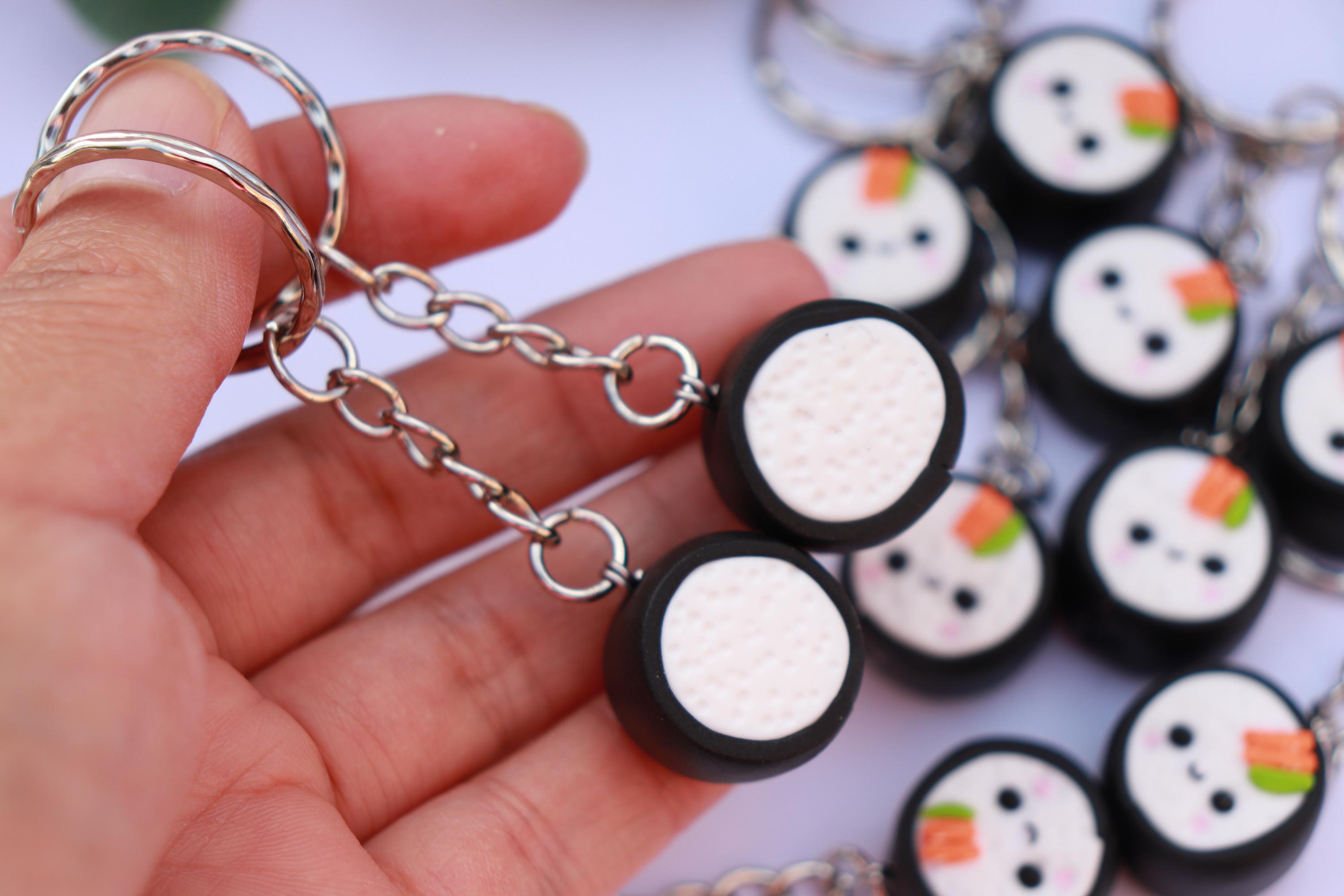 Sushi Keychain, Bag Charm, Polymer Clay Kawaii Sushi, Fake