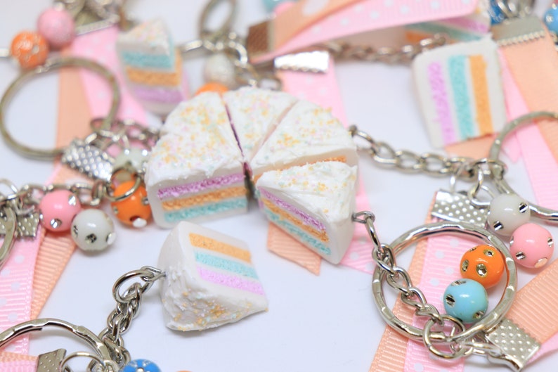Cake slice Polymer clay cake Cake keychain Bag charm Etsy