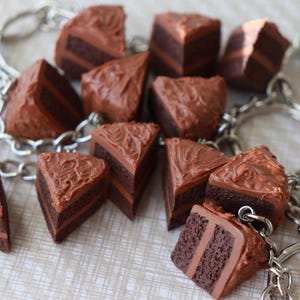 Polymer Clay Chocolate Cake Slice Keychain: Birthday Chocolate Lover Gift, Bag charm