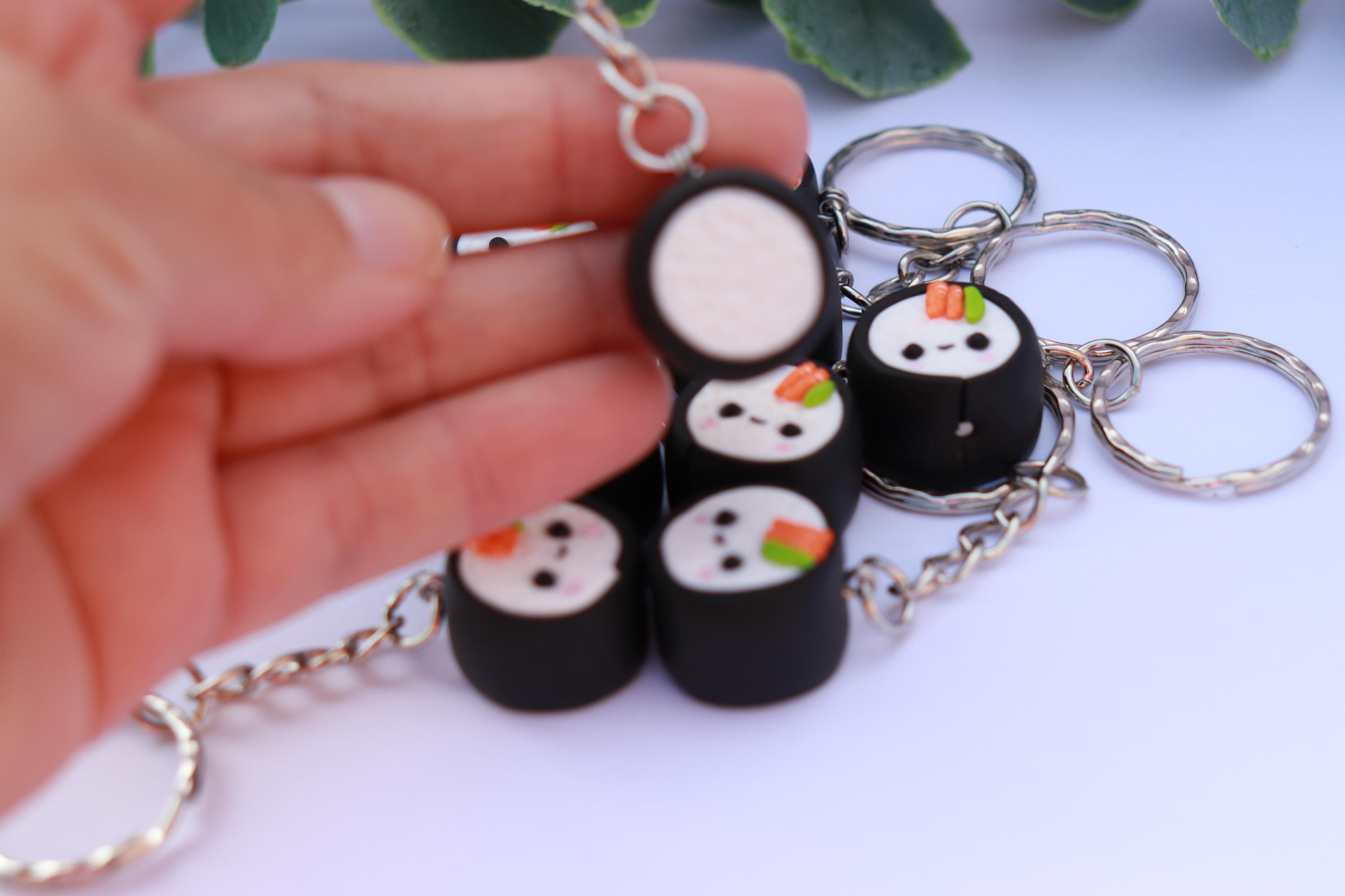 Sushi Keychain, Bag Charm, Polymer Clay Kawaii Sushi, Fake