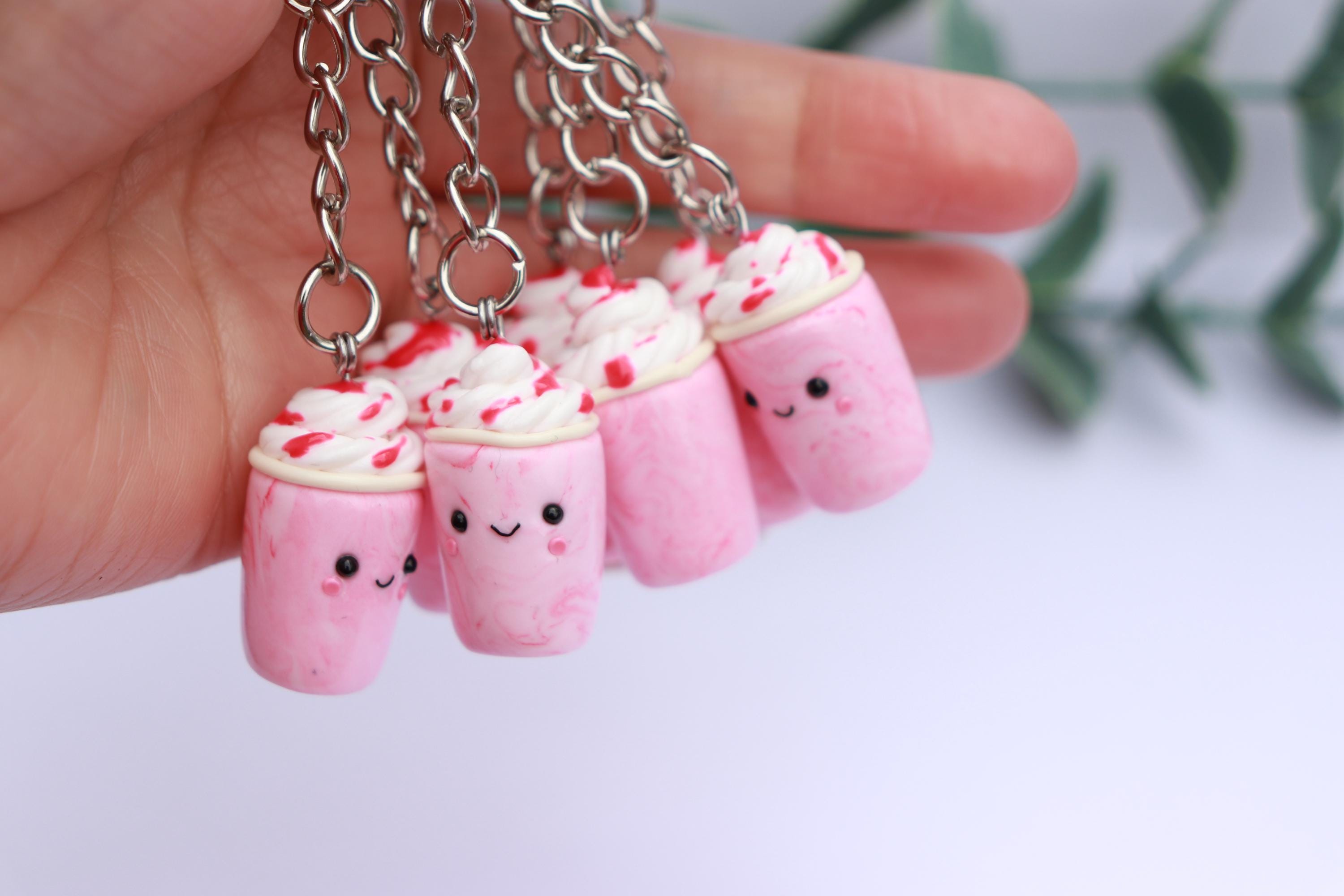Mini Milkshake Keychains Kawaii Strawberry Milkshake Keychain, Polymer Clay Bag Charm, Birthday ...