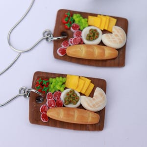 Food lover earrings, Polymer clay charcuterie board, Gift for mother, Girlfriend gift, Gift for chef, birthday gift, Cheese lover, Miniature