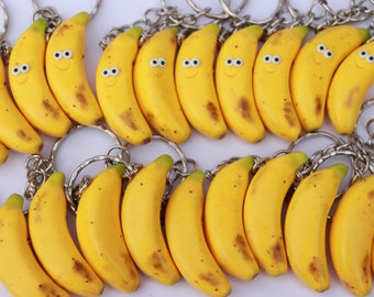 Banana keychain, Polymer clay Gift for vegans, Bananas about you, Girlfriend gift, Top banana, Fake food gift, Birthday gift, Peel better