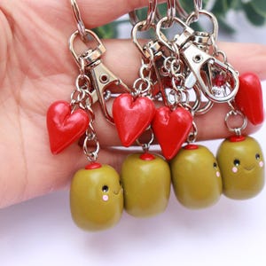Polymer Clay kawaii olive bag charm, Martini Olive You, Bag accessories, Gift for friend, Gift for sister, Birthday gift, Anniversary gift,