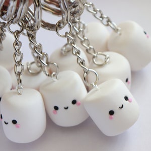 ONE Kawaii Marshmallow, Polymer Clay Keychain, White Marshmallow, Pink Marshmallow, Toasted Marshmallow, image 6